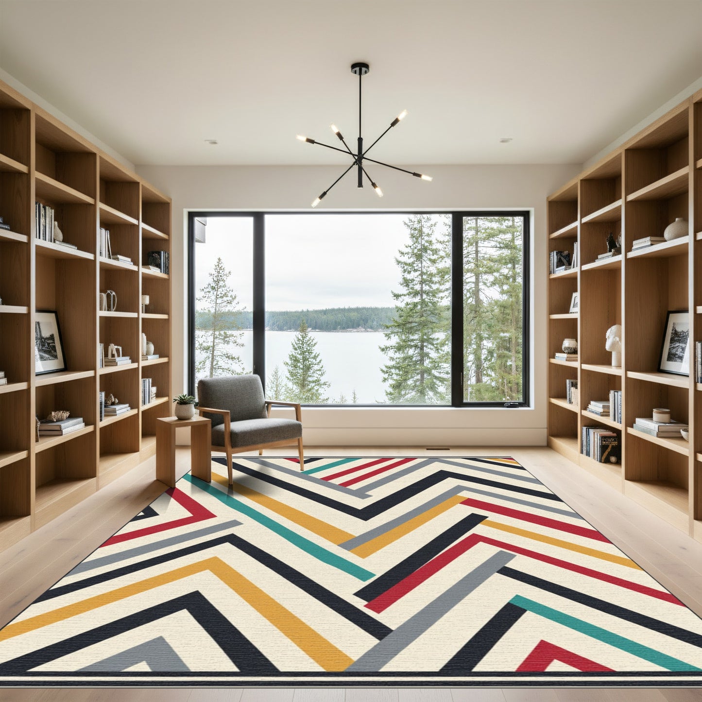 Chevron Modern Geometric Stripe Rug