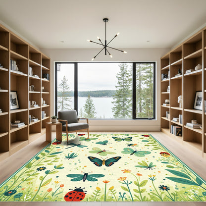 Spring Garden Butterfly Ladybug Dragonfly Rug