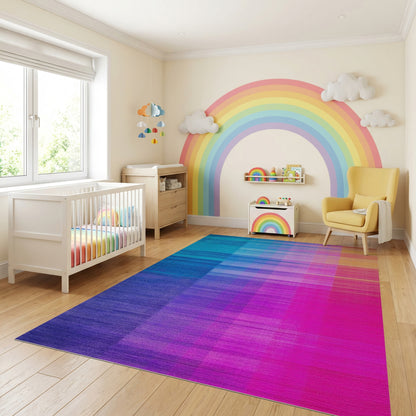 Vibrant Vertical Multicolor Gradient Rug