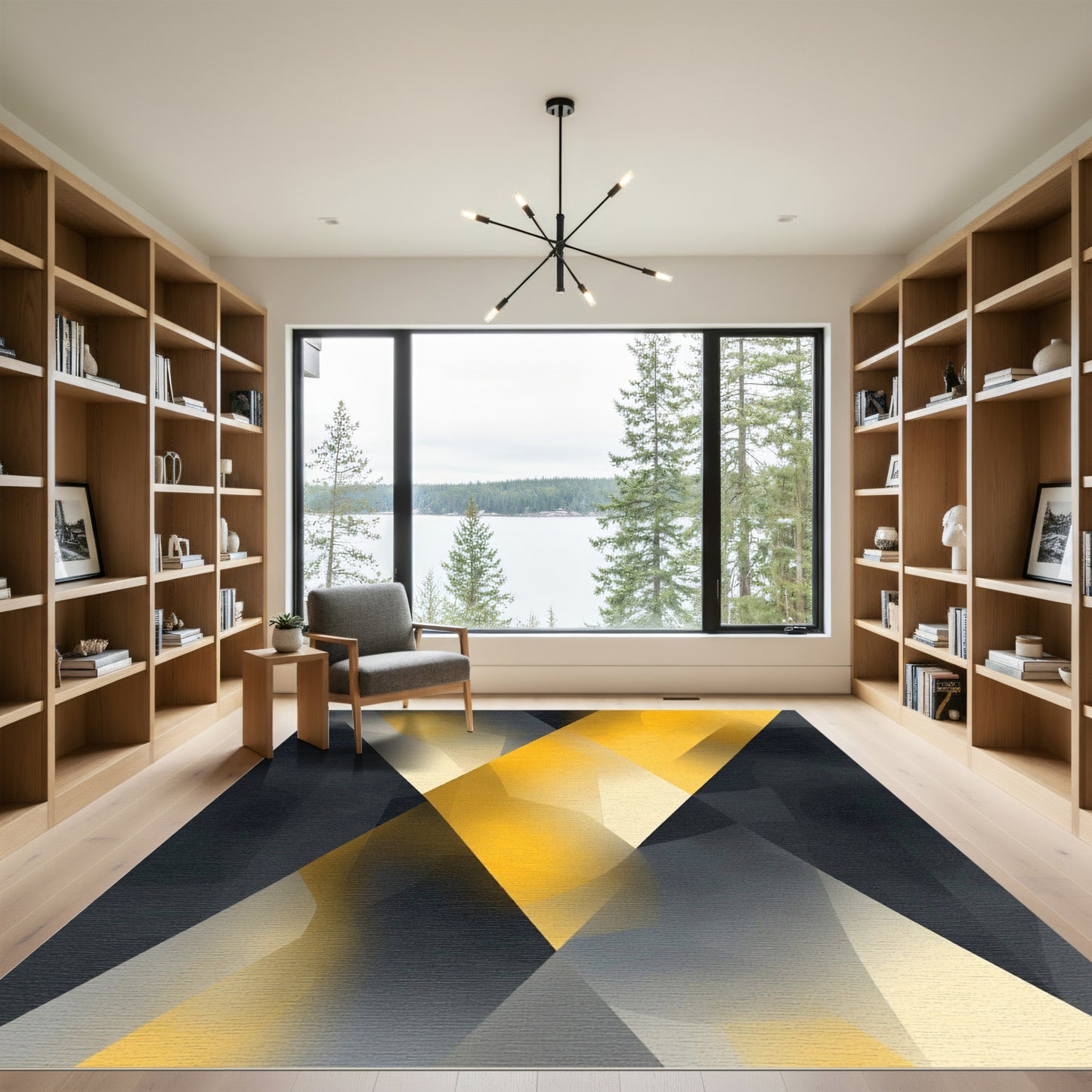 Bold Yellow Geometric Overlap Rug