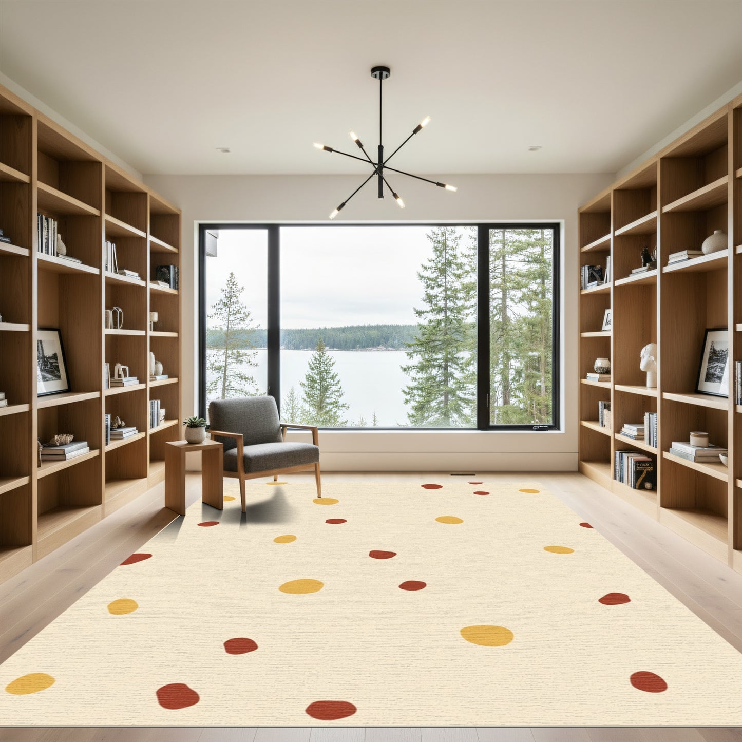 Earthy Speckled Scattered Polka Dot Accent Rug