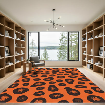 Orange with Dark Brown Blobs Rug