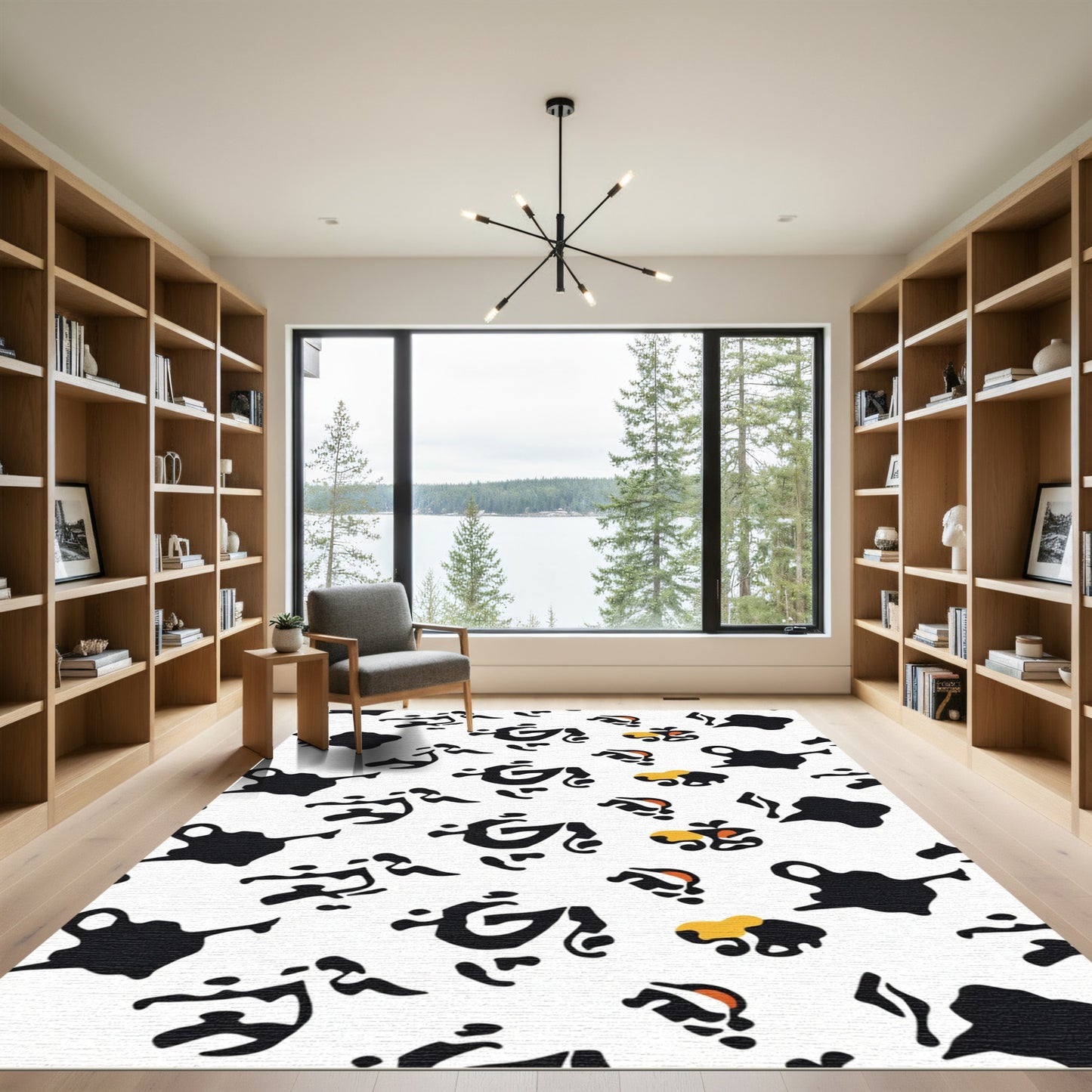 Playful Black White Amber Spot Rug