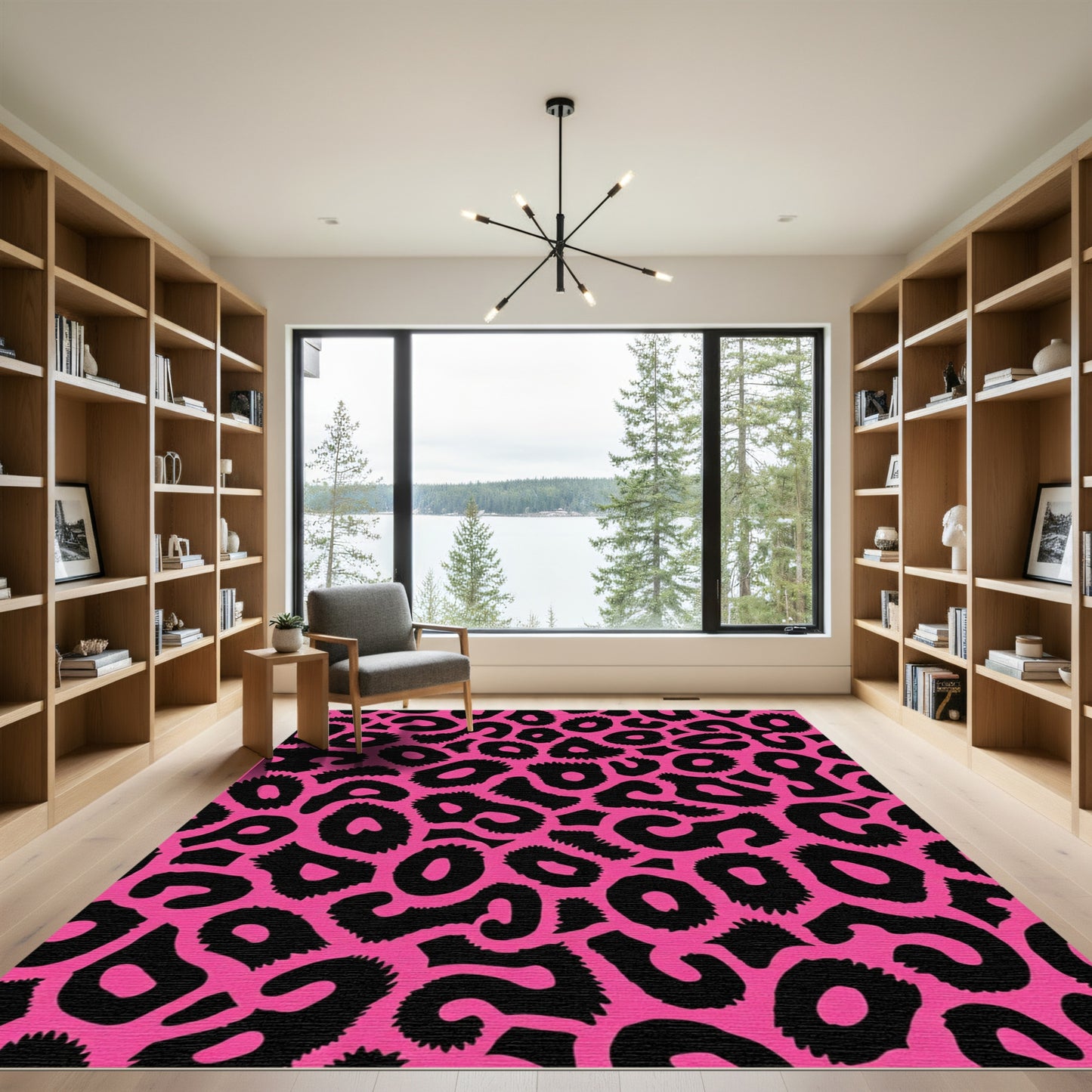 Vibrant Hot Pink Cheetah Spots Rug