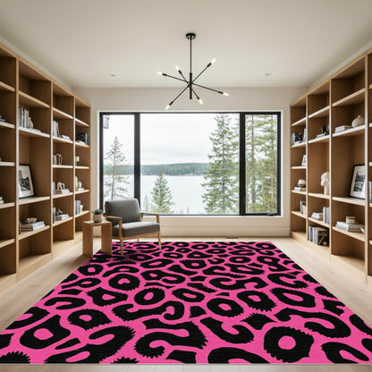 Vibrant Hot Pink Cheetah Spots Rug