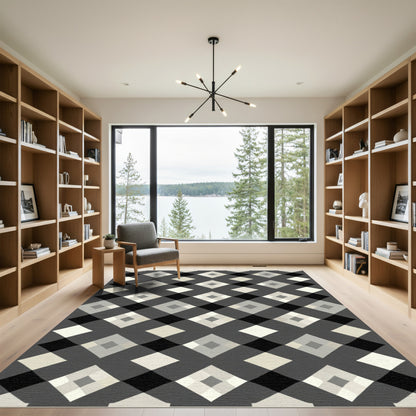 Modern Diamond Lattice Gray Rug