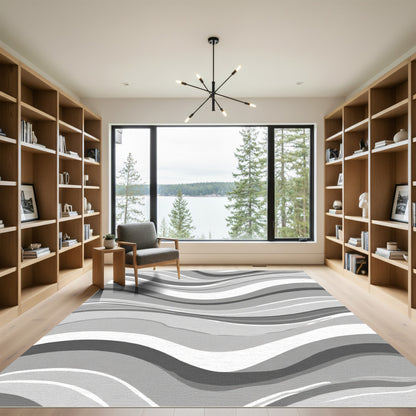 Monochromatic Wavy Stripe Flow Rug