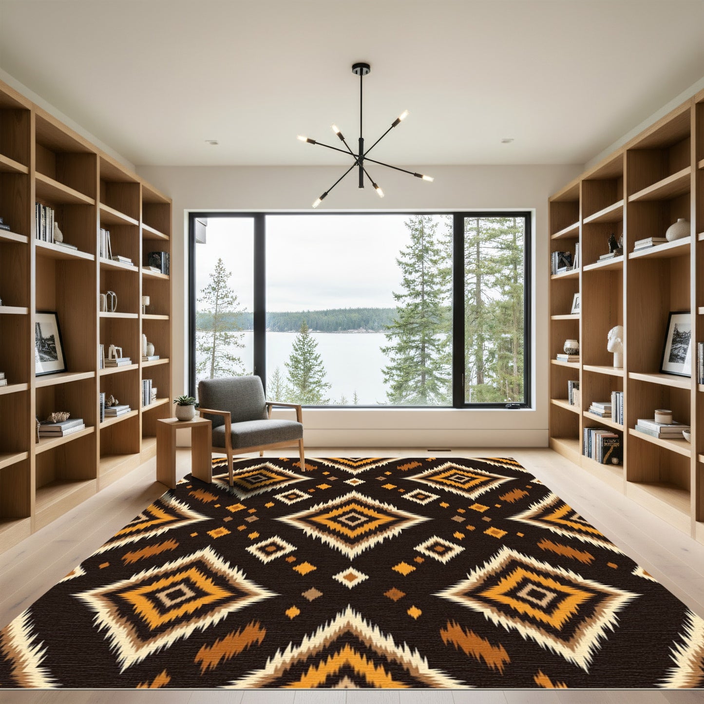 Earthy Geometric Diamond Tribal Rug