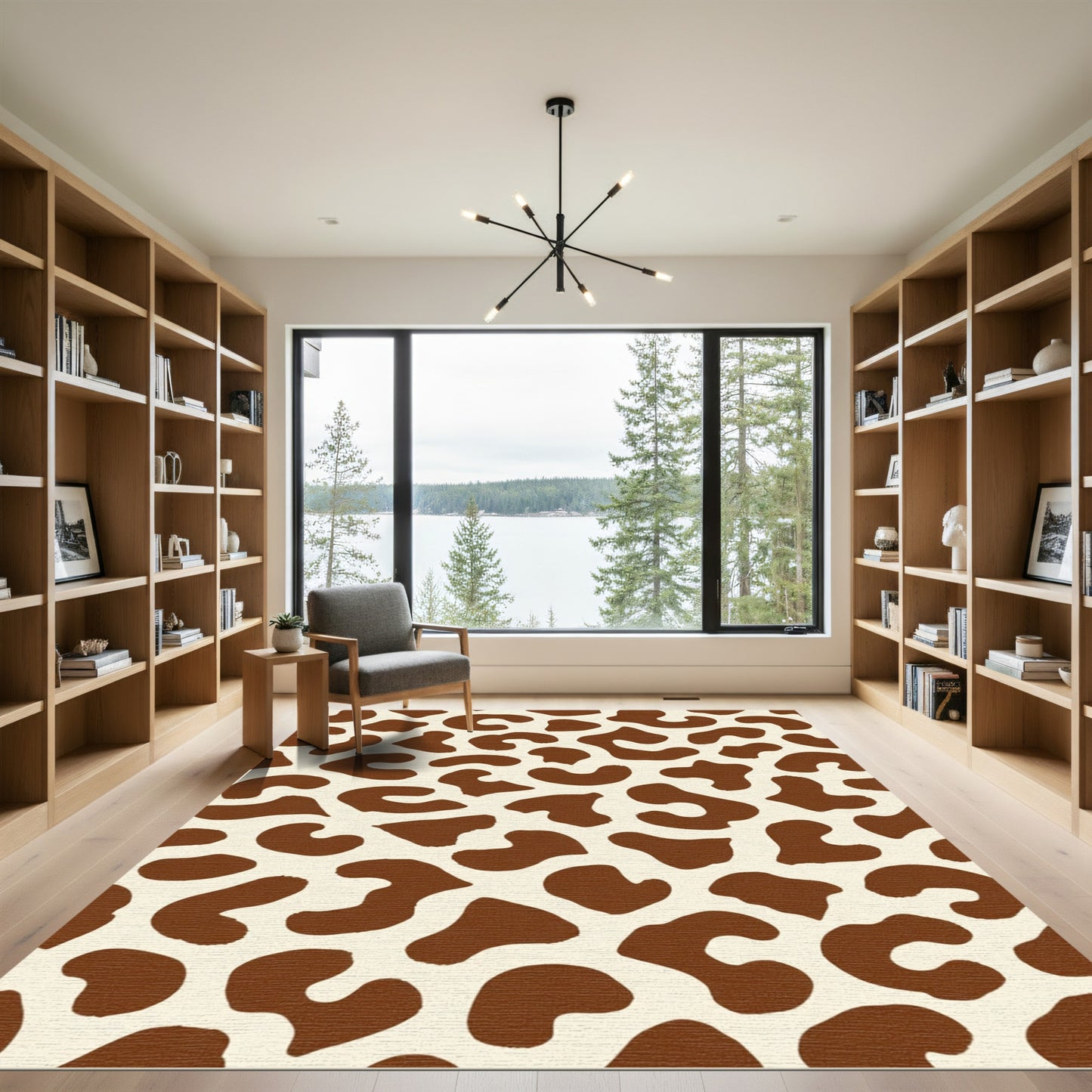 Brown Cream Spotted Abstract Rug