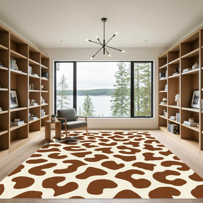 Brown Cream Spotted Abstract Rug