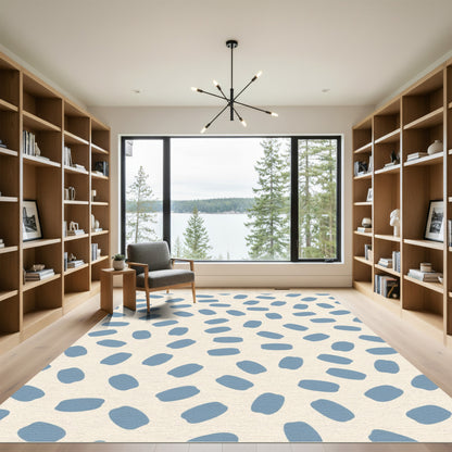 Dusty Blue Bean Scattered Abstract Rug