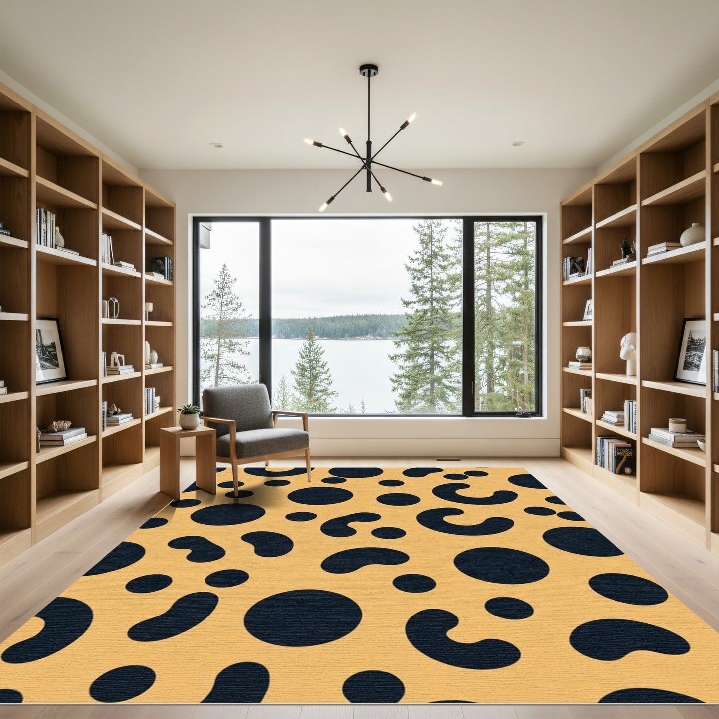 Yellow Ochre Abstract Blob Scatter Rug