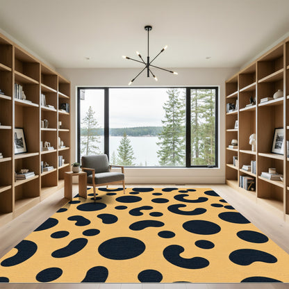Yellow Ochre Abstract Blob Scatter Rug