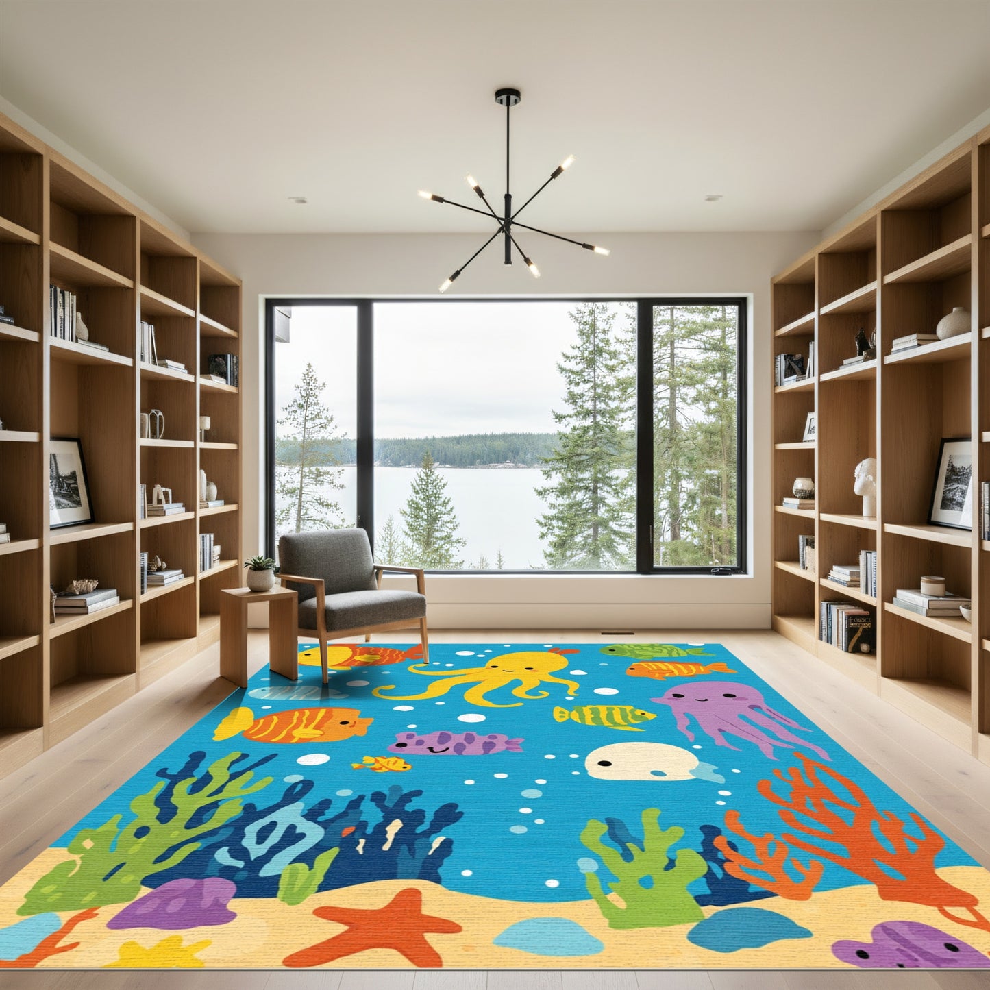 Playful Underwater Coral Reef Fauna Rug