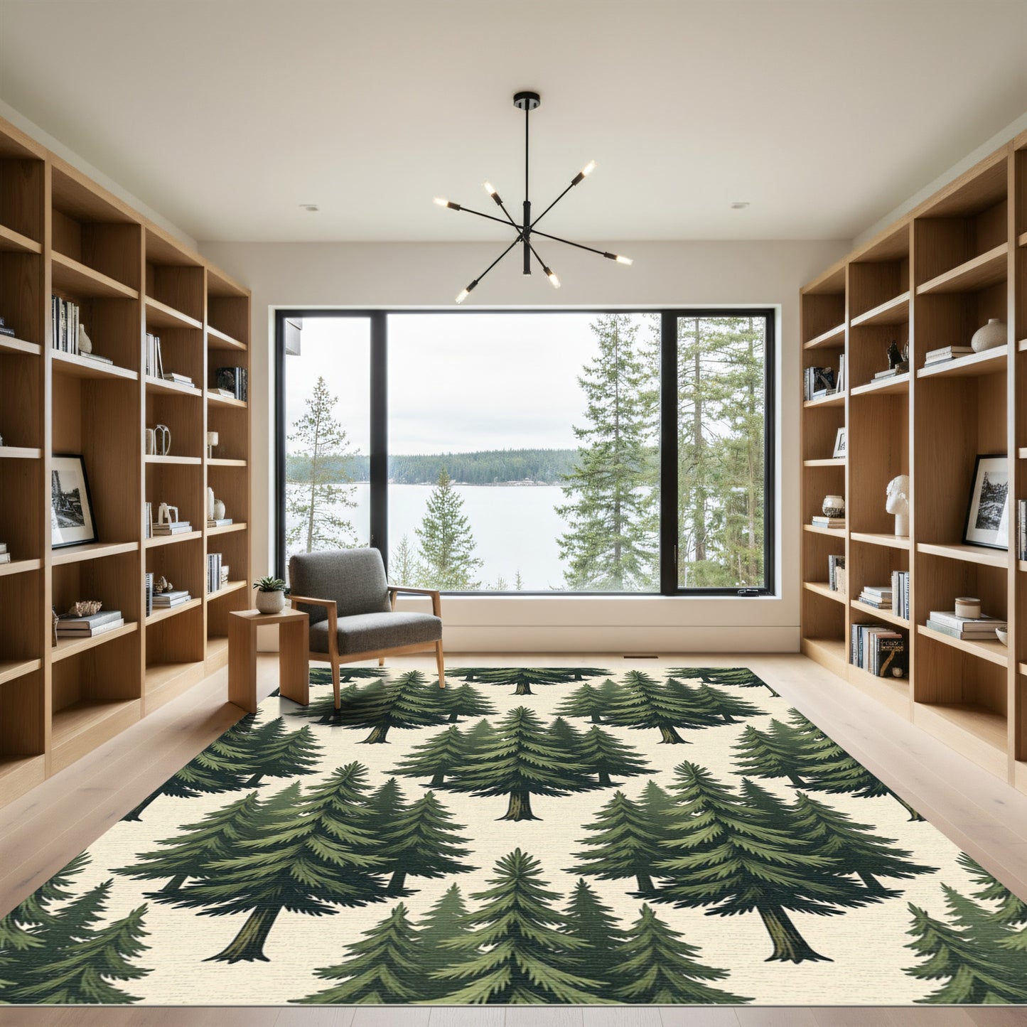 Evergreen Forest Pine Tree Wallpaper Rug