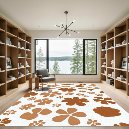 Brown Retro Floral Compositions Rug