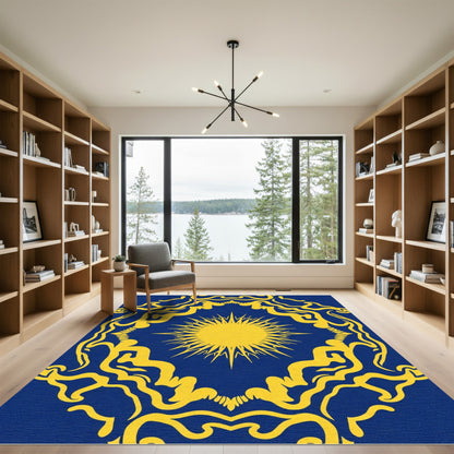 Royal Blue Sunburst Mandala Rug