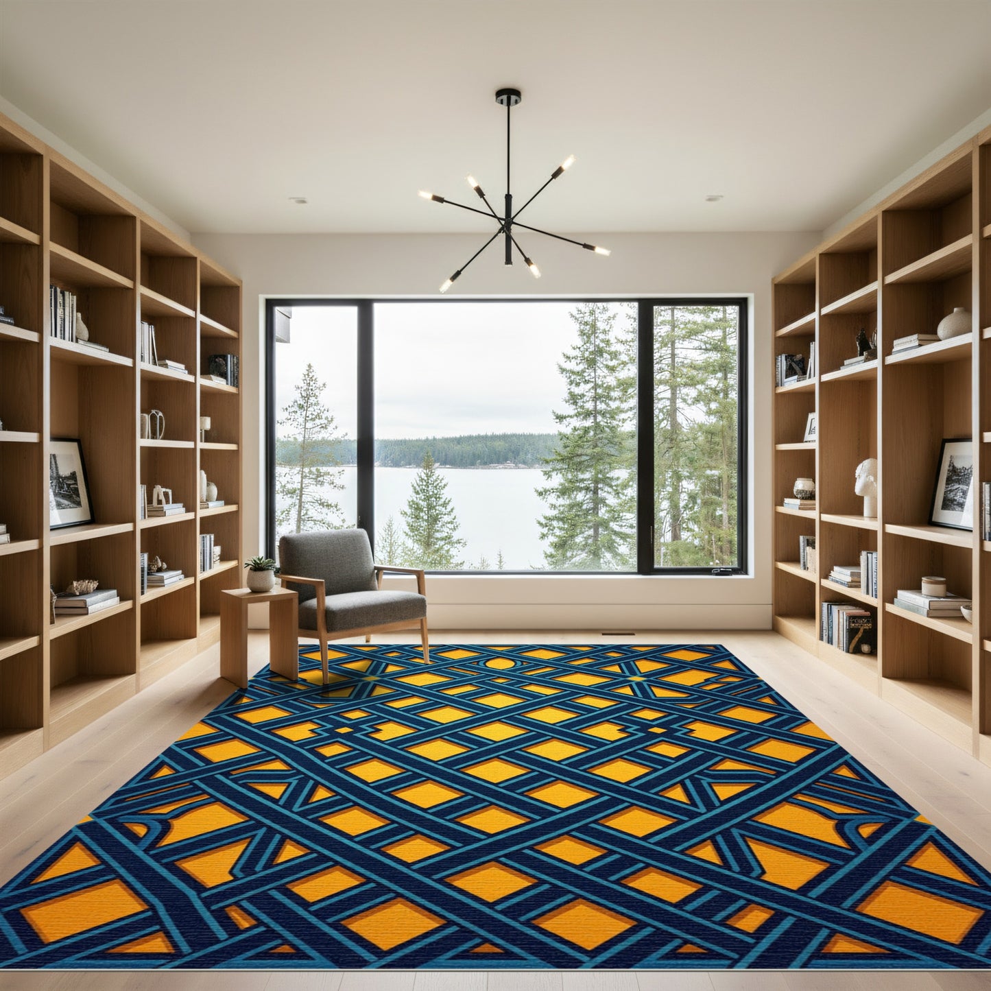 Geometric Cobalt Lattice on Amber Rug