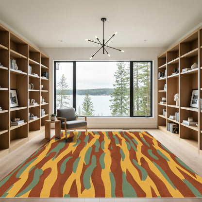 Earthy Wood Grain Abstract Stripes Rug