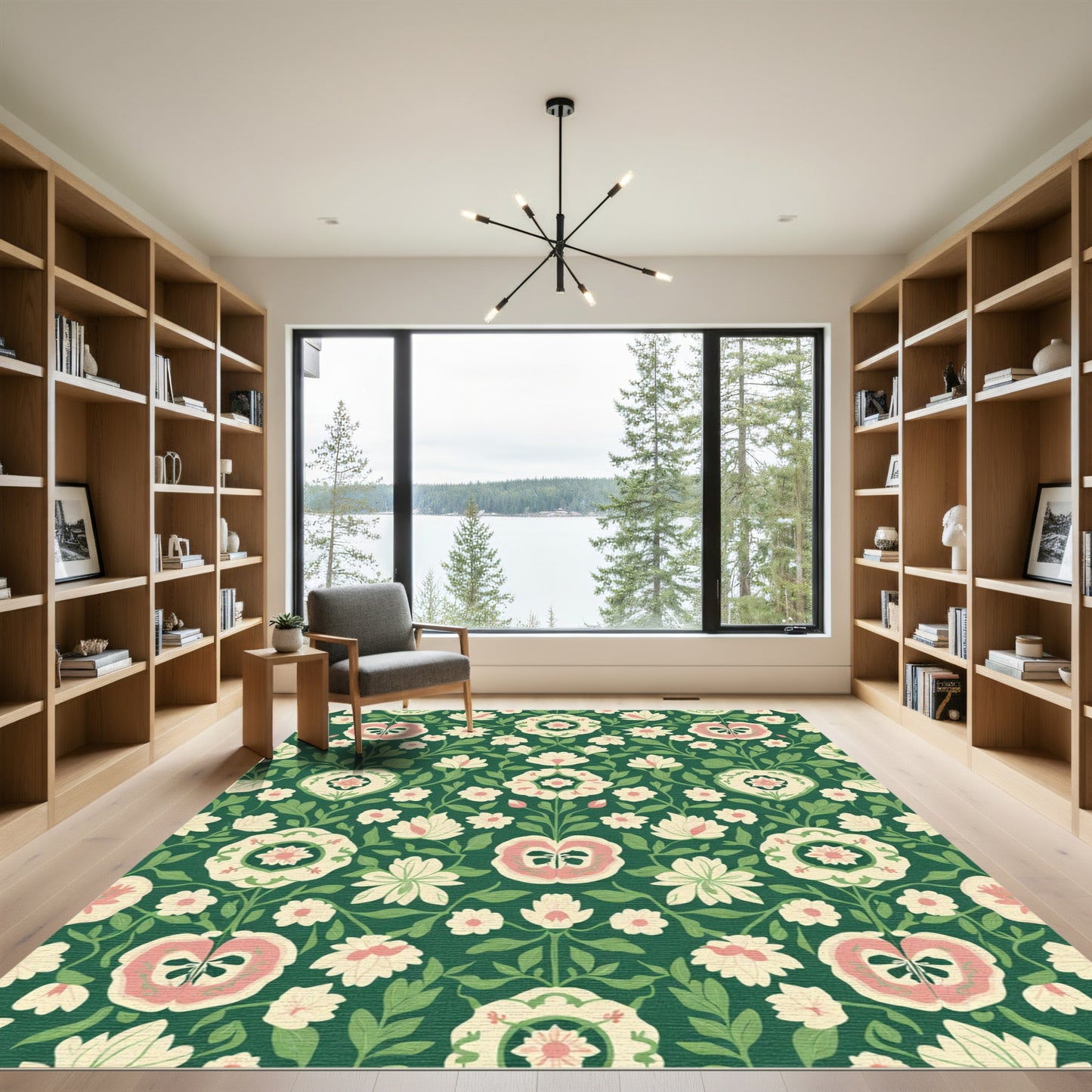 Green Garden Floral Medallion Blossom Rug