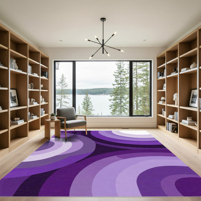 Retro Violet Concentric Circles Rug