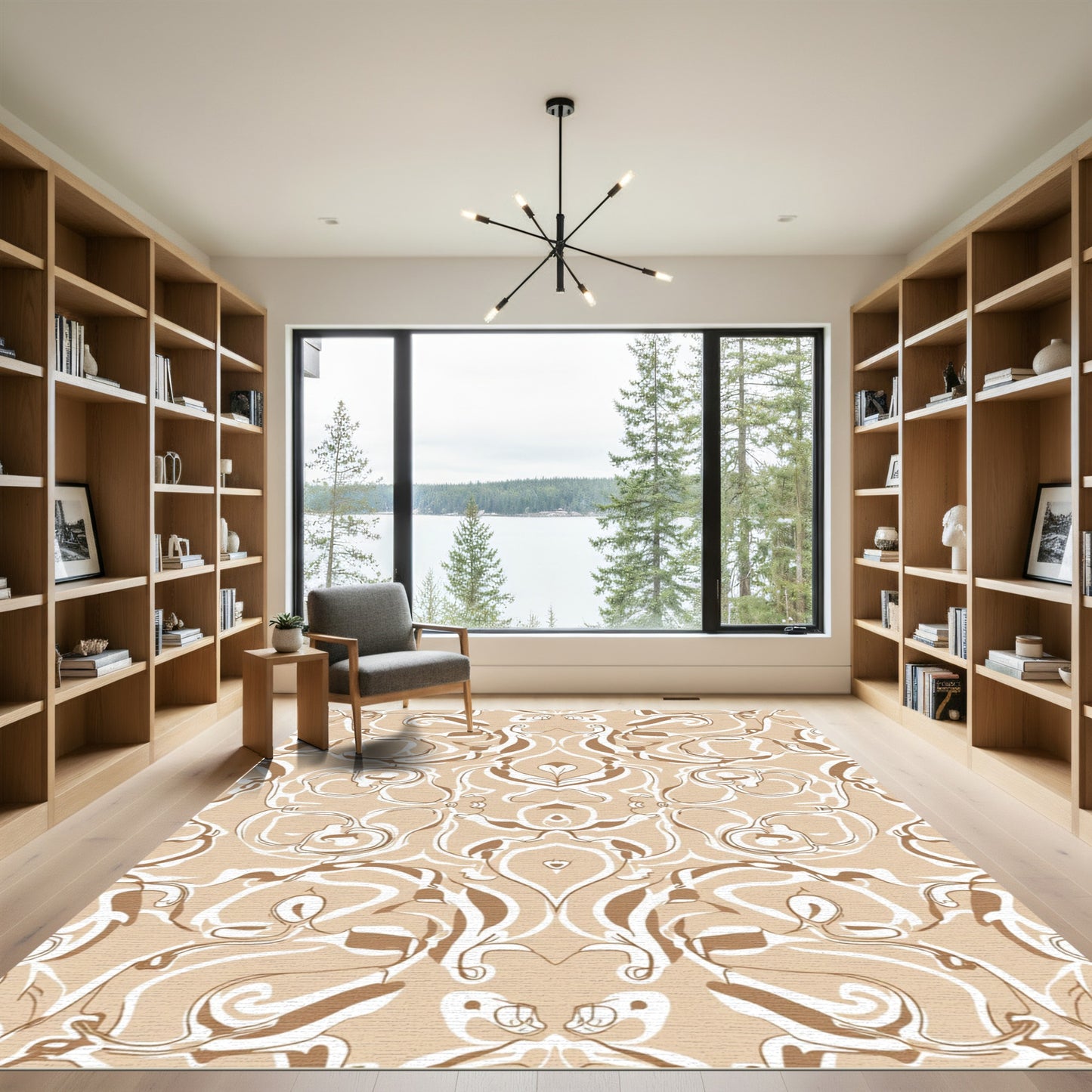 Caramel Swirl Abstract Symmetry Rug