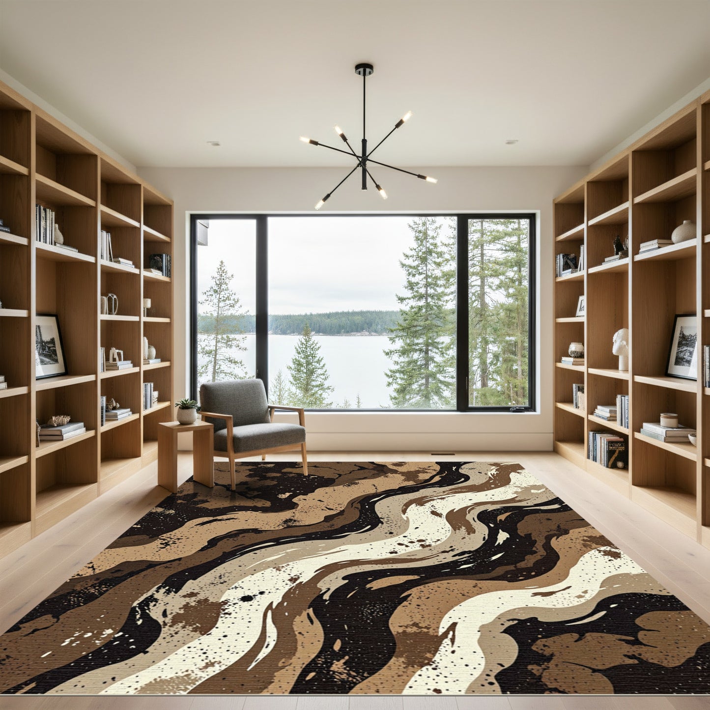 Earthy Tones Splatter Organic Waves Rug