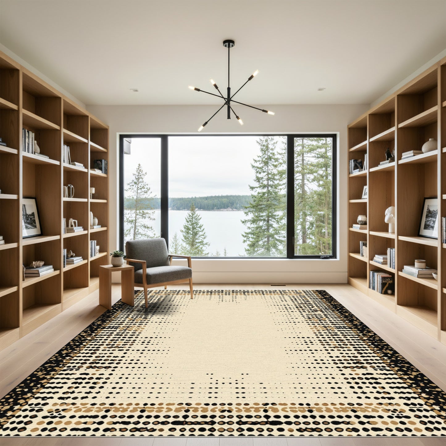 Sepia Tone Halftone Border Rug