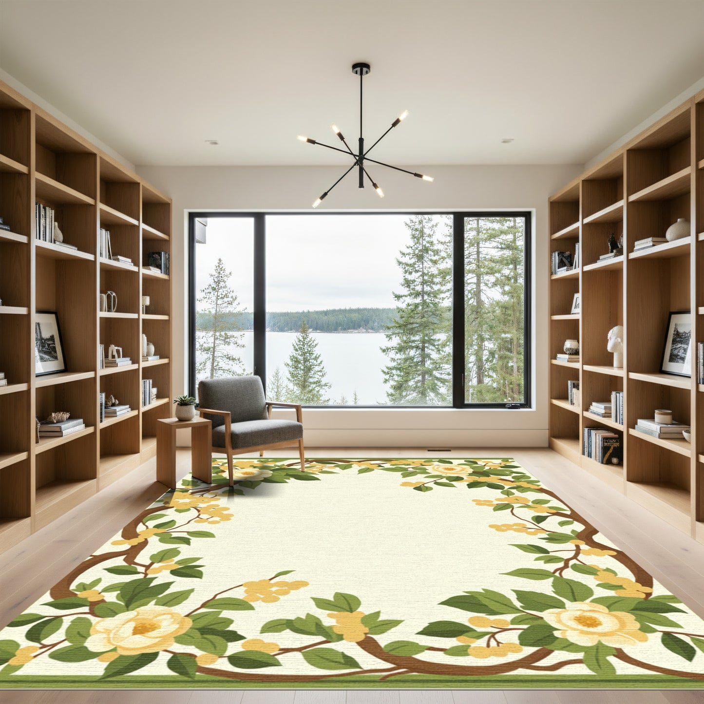 Botanical Tree With Yellow Blossoms Rug