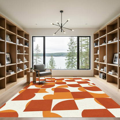 Retro Orange Archway Checkerboard Rug