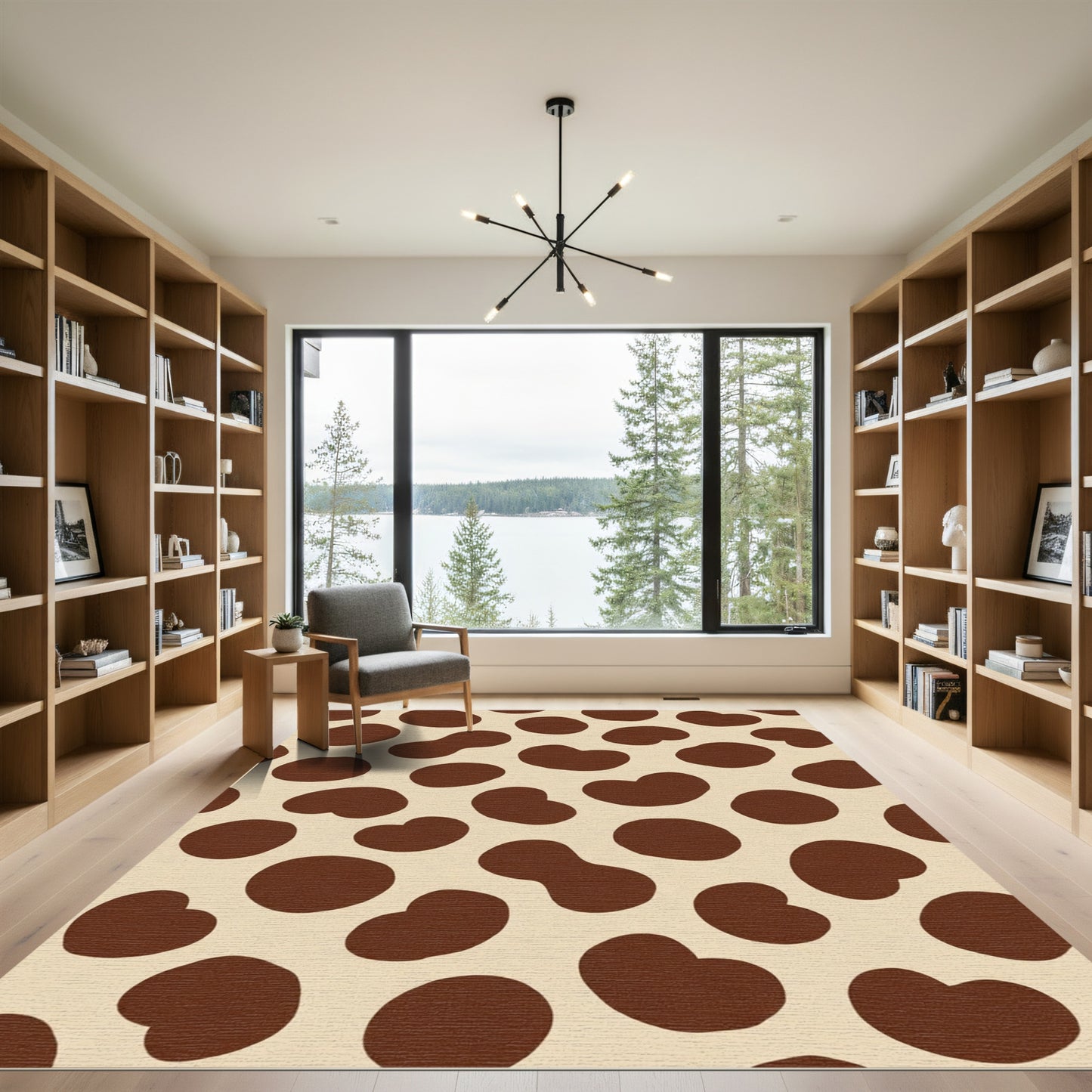 Brown Tan Spotted Irregular Shapes Rug