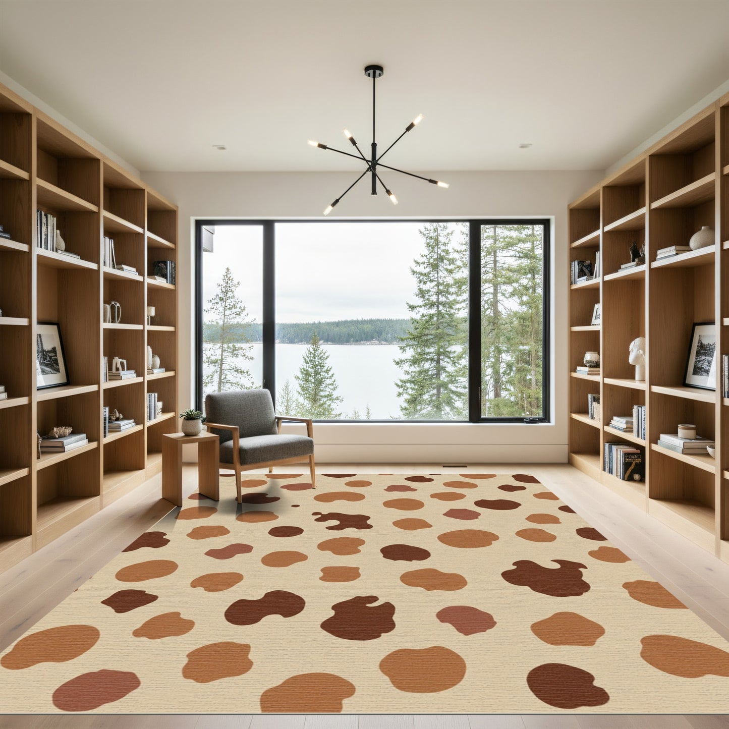 Earthy Brown Speckled Polka Dot Rug
