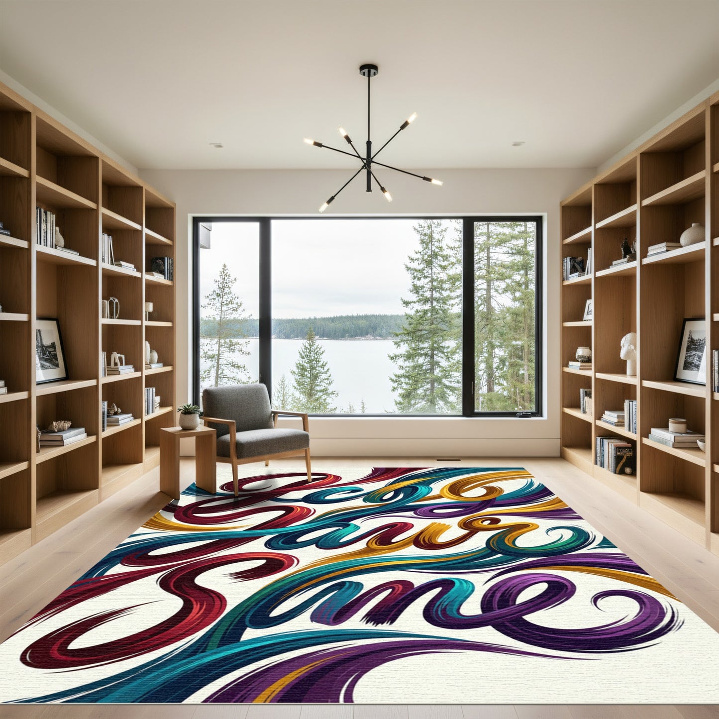 Vibrant Multicolored Abstract Flowing Ribbon Rug