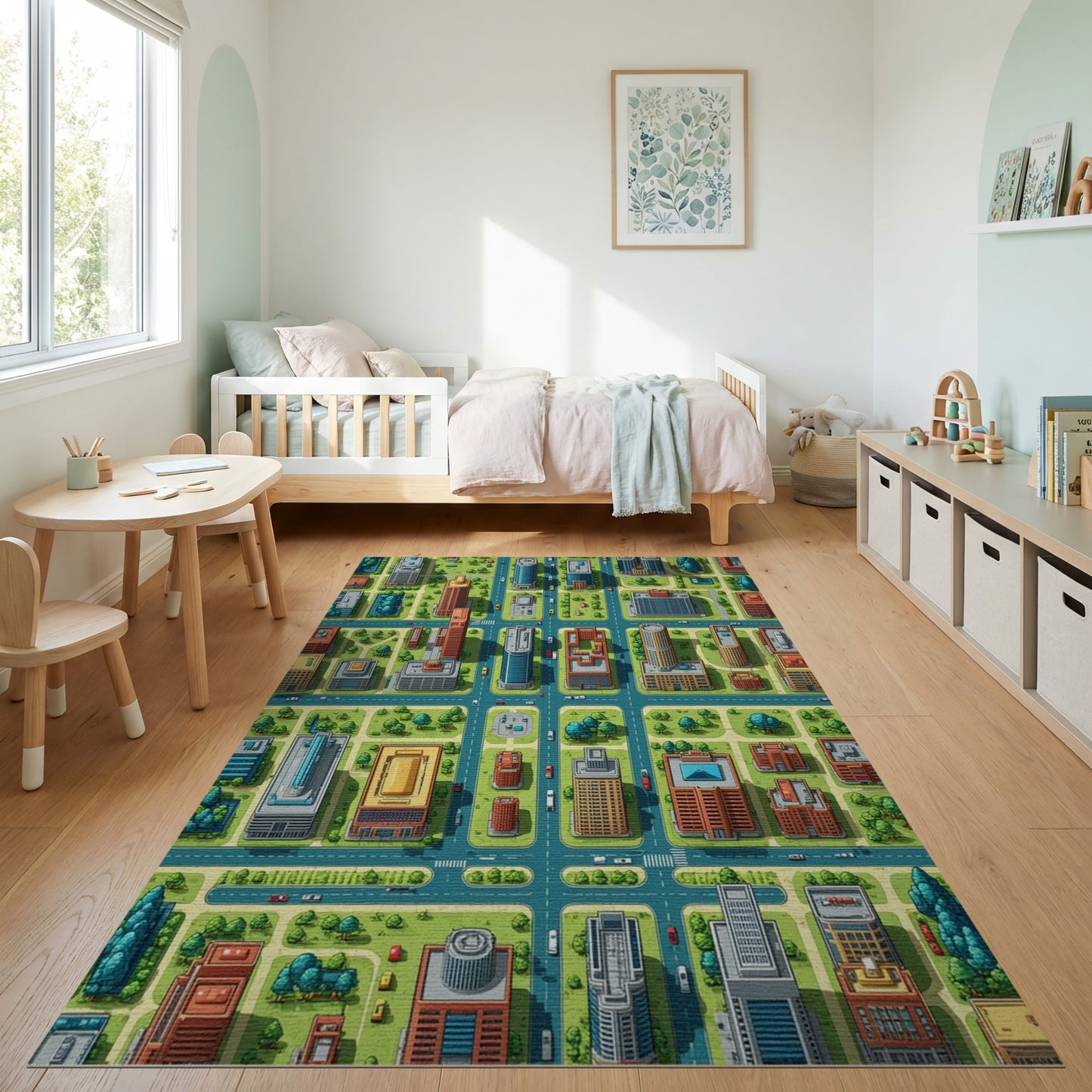 Vibrant Isometric City Grid Rug