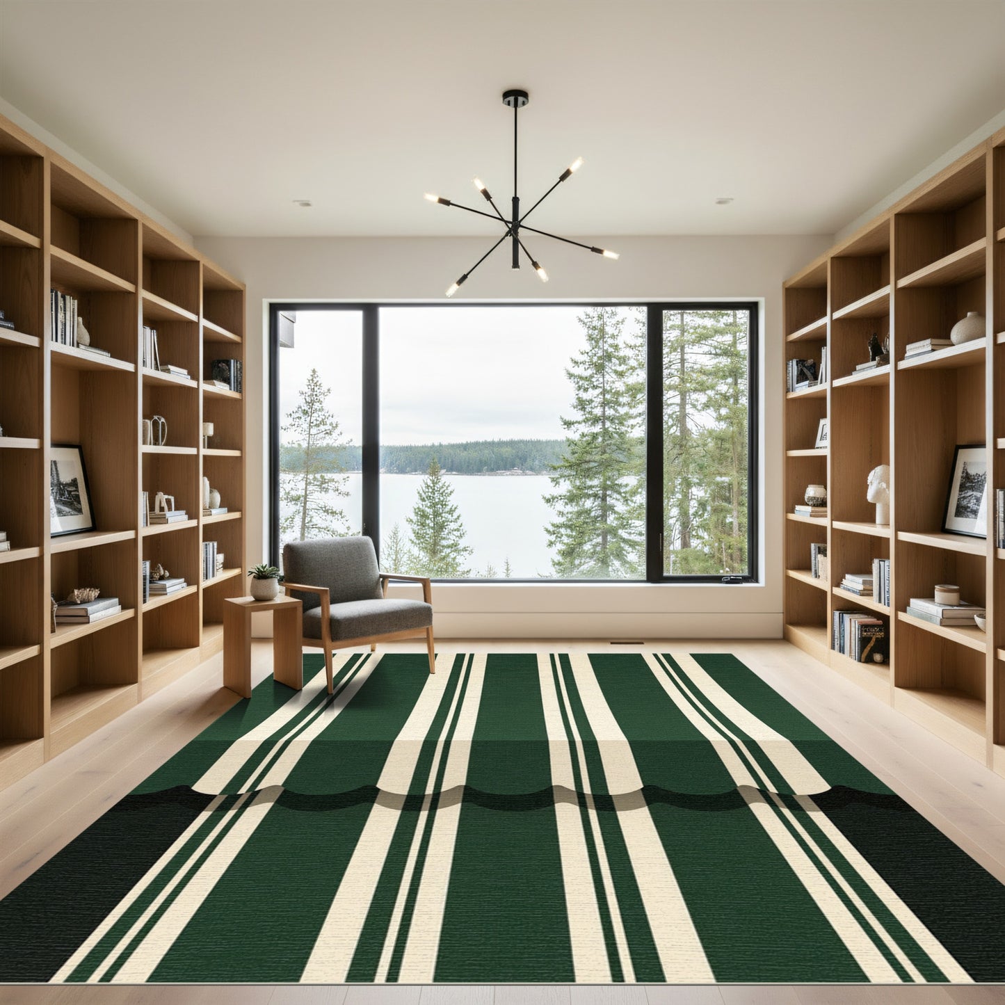 Green Cream Classic Stripe Rug
