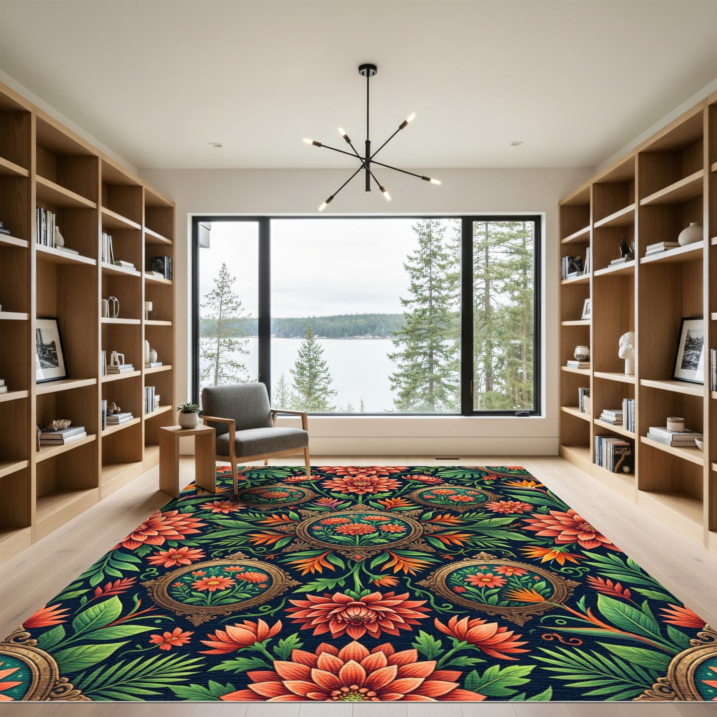 Vibrant Floral Medallion Botanical Garden Rug