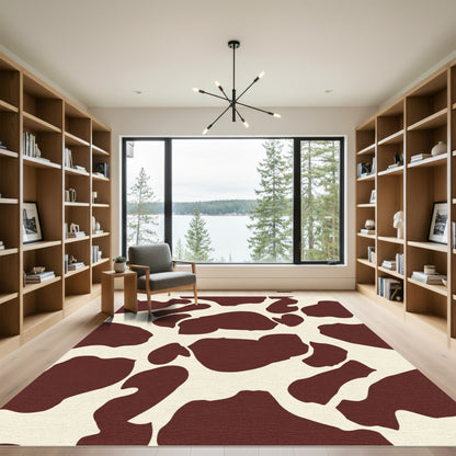 Brown White Spotted Organic Shape Rug