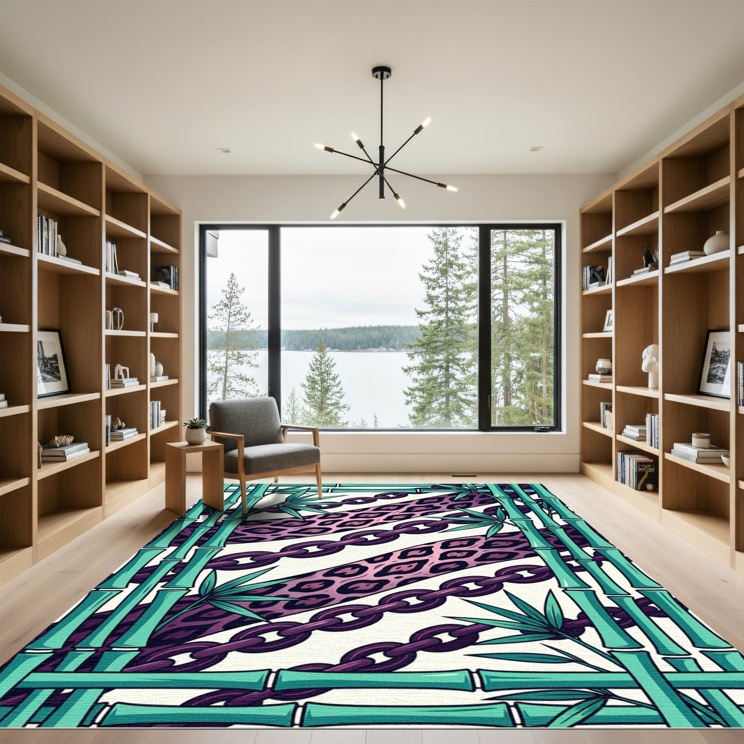 Tropical Leopard Chain Bamboo Fusion Rug