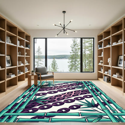 Tropical Leopard Chain Bamboo Fusion Rug