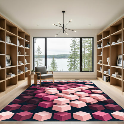 Pink Cubes Gradient Composition Rug
