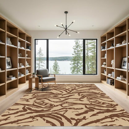 Brown Abstract Tiger Stripe Rug
