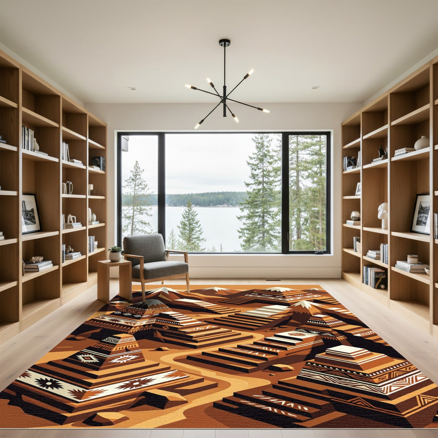 Terracotta Mountain Step Geometric Rug