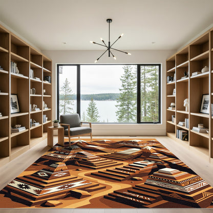 Terracotta Mountain Step Geometric Rug