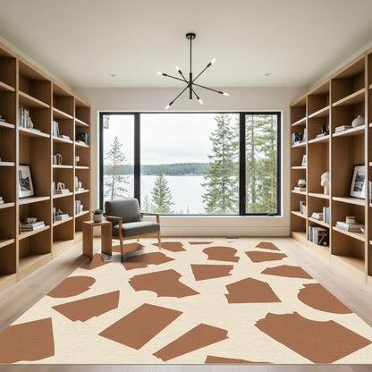 Brown and Cream Abstract Shards Rug