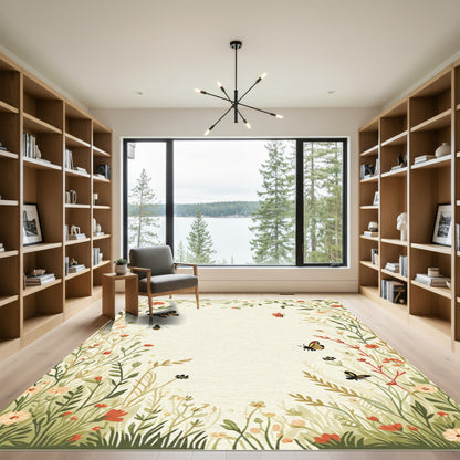 Enchanting Meadow Insects Blooms Rug