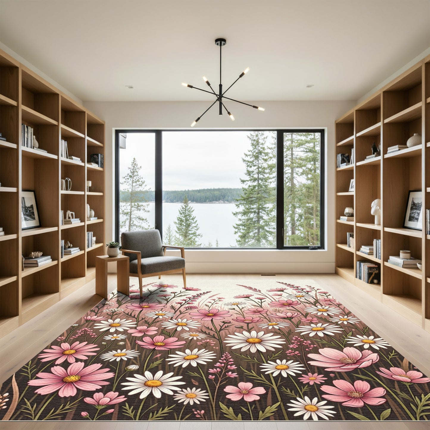 Pastel Pink Daisy Meadow Rug