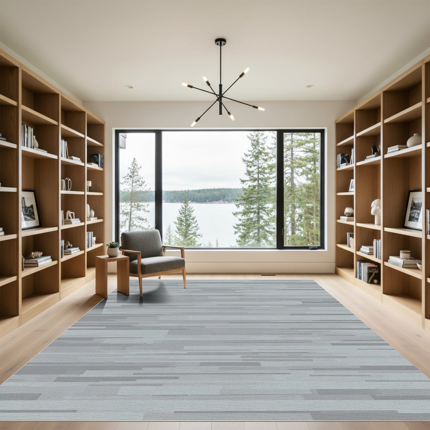 Subtle Grey Horizontal Stripe Rug