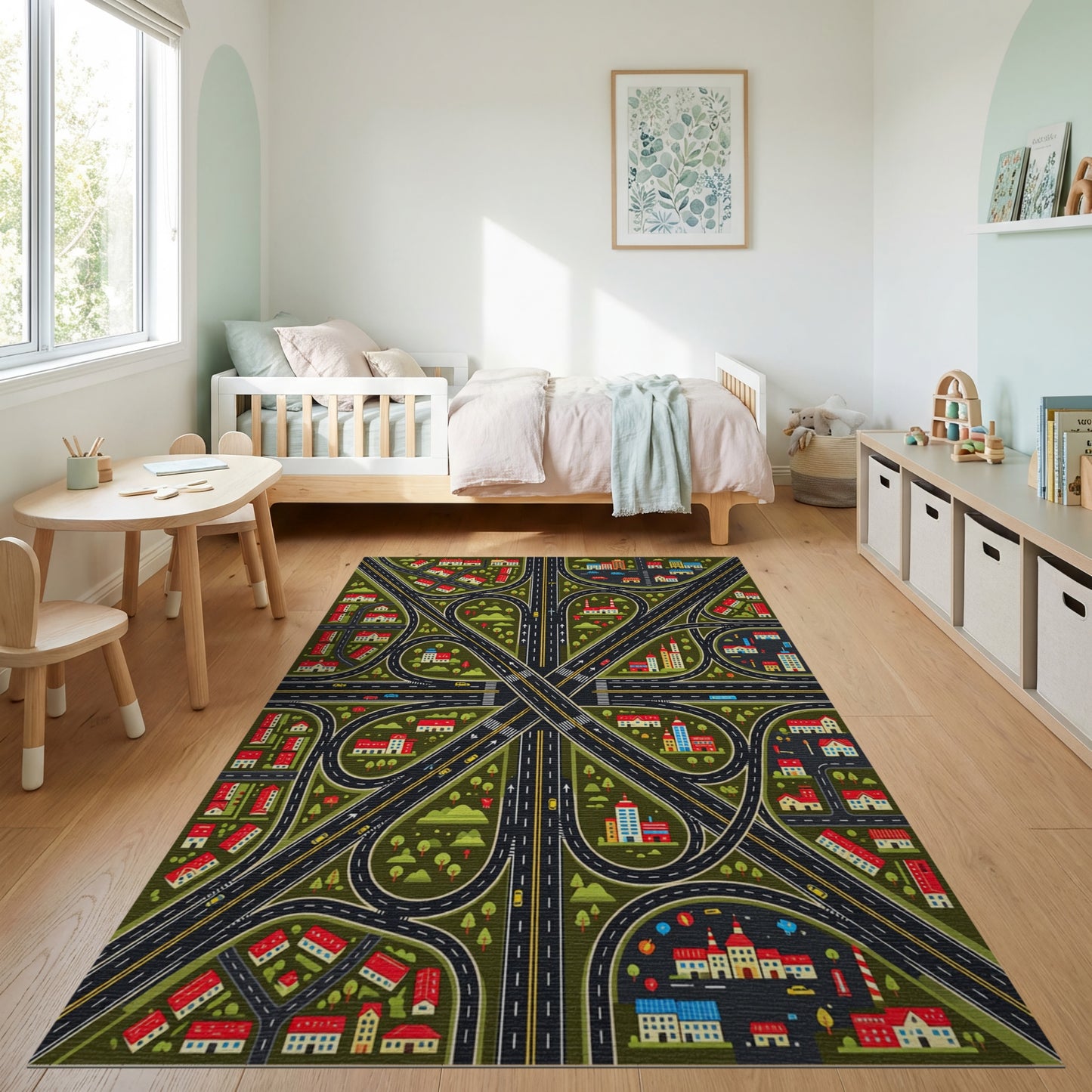 Whimsical Urban Interchange Roads Rug