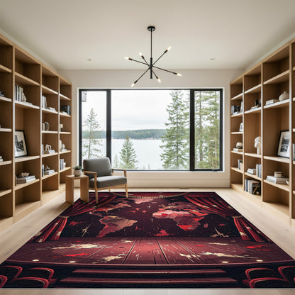 Dramatic Red World Map Splatter Rug