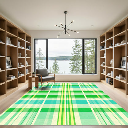 Verdant Green Teal Plaid Rug